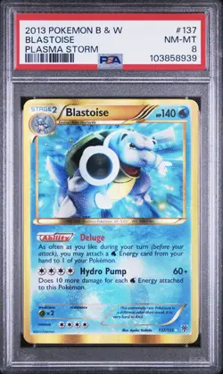 Blastoise Gold Secret Rare Card 137/135 Pokemon 2013 Plasma Storm PSA 8 - Image 1