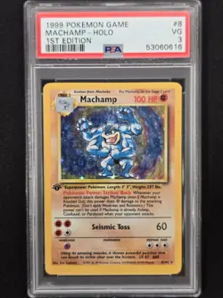 1999 POKEMON BASE SET 1ST EDITION 8/102 MACHAMP HOLO PSA 3 - Image 1