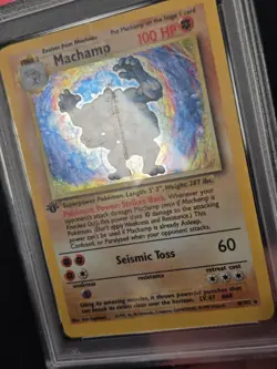 1999 POKEMON BASE SET 1ST EDITION 8/102 MACHAMP HOLO PSA 3 - Image 3