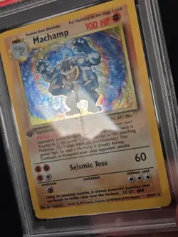1999 POKEMON BASE SET 1ST EDITION 8/102 MACHAMP HOLO PSA 3 - Image 5