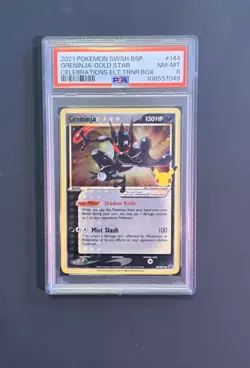 Graded Pokemon Card - 2021 Greninja Star Gold Star Promo Holo PSA 8 SWSH144 - Image 1