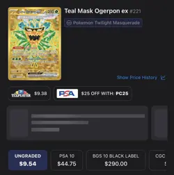 Pokemon Teal Mask Ogerpon EX 221/167 Sv06 Hyper Rare Full Art Holo - Image 4