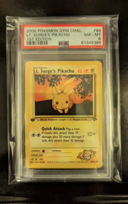 PSA 8 2000 GYM CHALLENGE 1ST EDITION POKEMON LT. SURGE'S PIKACHU 84/132 #84 WOTC - Image 3