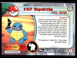 1998 Topps Pokemon #07 Squirtle - Image 2