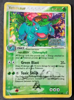 POKEMON VENUSAUR #28/100 HEAVILY PLAYED REVERSE HOLO STAMPED CRYSTAL GUARDIANS - Image 1