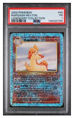 2002 POKEMON LEGENDARY COLLECTION RAPIDASH REVERSE holo 60 Graded PSA 1 - Image 1