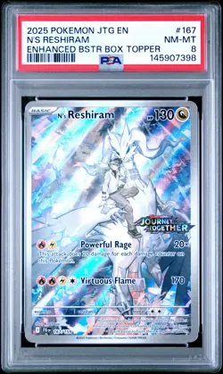 2025 POKEMON JTG EN-JOURNEY TOGETHER #167 N'S RESHIRAM PSA 8 - Image 1