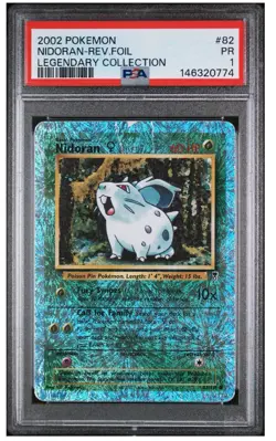 2002 POKEMON LEGENDARY COLLECTION NIDORAN REVERSE Holo 82 Graded PSA 1 PR - Image 1