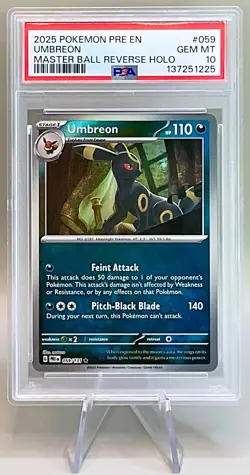 Pokemon Umbreon #059/131 Reverse Holo - 2025 Prismatic Evolutions - PSA 10 💎 MT - Image 1