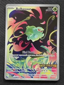 POKEMON TCG BULBASAUR 133/132 HOLO ILLUSTRATION RARE NM MEGA EVOLUTION STAMPED - Image 1