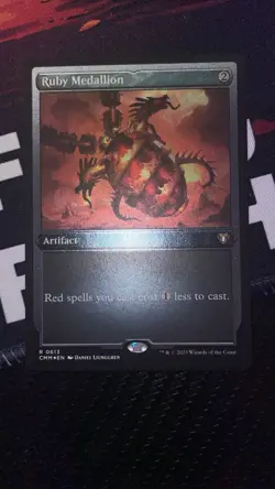 Magic: The Gathering Ruby Medallion Artifact Card Foil Etched - Image 1