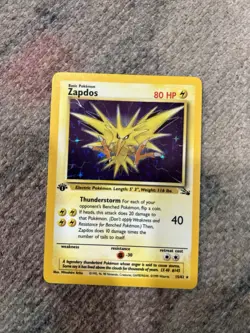 Pokemon Zapdos Holo Rare Card 1st Edition Fossil 15/62 - Image 1