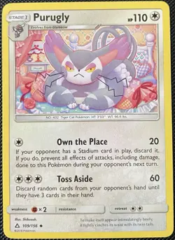 Purugly 109/156 Sm-Ultra Prism Regular - Pokemon Card - Image 1