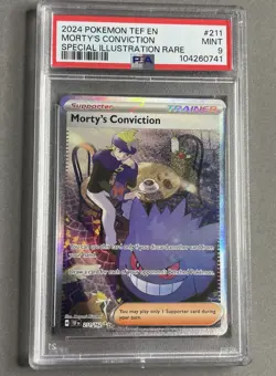 Pokemon PSA 9 Mint Morty's Conviction SIR 211/162 Temporal Forces - Image 1