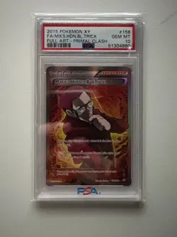 2015 POKEMON XY PRIMAL CLASH 158 FULL ART/MAXIES HIDDEN BALL TRICK PSA 10 POP 11 - Image 1