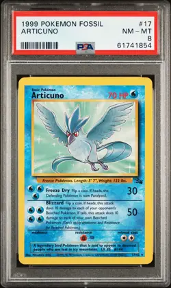 1999 POKEMON FOSSIL #17 ARTICUNO PSA 8 - Image 1