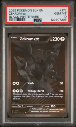 2025 POKEMON BLK EN-BLACK BOLT BLACK WHITE RARE #172 ZEKROM EX PSA 10 - Image 1