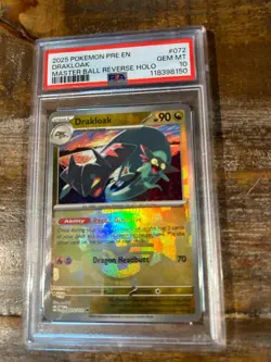 Pokemon 2025 Prismatic Evolutions Master Ball Holo DRAKLOAK #072 PSA 10 Gem Mint - Image 1