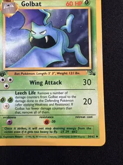 Golbat 34/62 Uncommon 1st Edition Fossil Pokemon TCG WoTC Vintage NP - Image 4