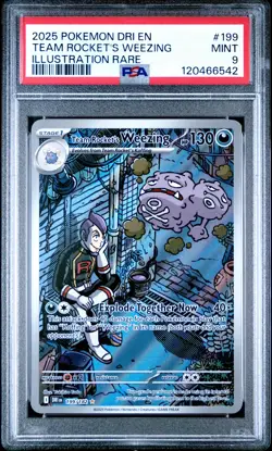 2025 POKEMON DRI EN-DESTINED RIVALS #199 TEAM ROCKET'S WEEZING PSA 9 - Image 1