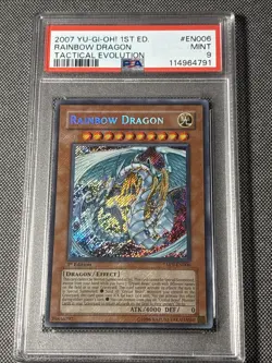 Yugioh Rainbow Dragon 1st Ed. TAEV-EN006 Secret Rare PSA 9 MINT HOLO BLEED - Image 1