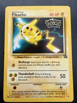 Pikachu Black Star Promo #4 Kids WB Presents Pokemon The First Movie - NM/LP - Image 1