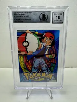 Pokemon Beckett Auto 10 Veronica Taylor Original voice “Ash” Topps 1st Edition - Image 1