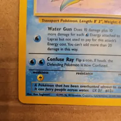 Pokemon Lapras Fossil Holo Rare 10/62 Unlimited 1999 - Image 5