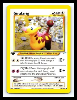 💥 GIRAFARIG 1st Edition Stamp #66/105 Neo Destiny Non Holo Vintage Pokemon 2001 - Image 1