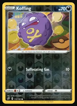 2020 Pokemon Rebel Clash 112/192 Koffing Reverse Holo Common - Image 1