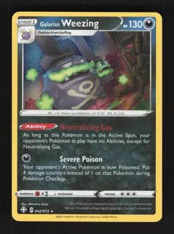 2021 Pokemon Galarian Weezing 042/072 Shining Fates Holo Rare - Image 1