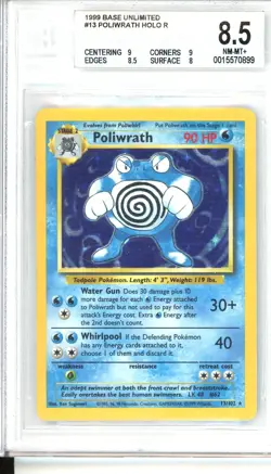 1999 Pokemon Poliwrath 13 Unlimited Holo BGS 8.5 - Image 1