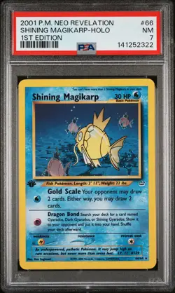 2001 POKEMON NEO REVELATION 1ST ED #66 SHINING MAGIKARP-HOLO PSA 7 - Image 1