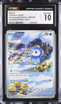 Pokemon TCG GRADED Piplup 098/094 Phantasmal Flames IR GM 10 CGC ENG - Image 1