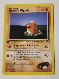 2000 Pokemon Gym Challenge Brock's Diglett 1st Edition #67/132 - Image 1