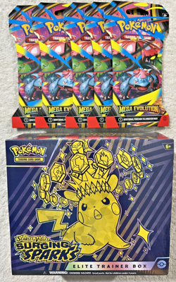 POKEMON SCARLET & VIOLET SURGING SPARKS ELITE TRAINER BOX + 5 MEGA EVOLUTIONS PK - Image 2