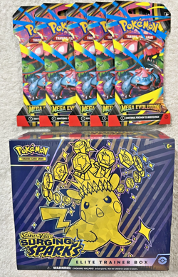 POKEMON SCARLET & VIOLET SURGING SPARKS ELITE TRAINER BOX + 5 MEGA EVOLUTIONS PK - Image 3