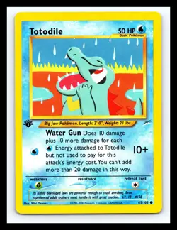 💥 TOTODILE 1st Edition Stamp # 85/105 Neo Destiny Non Holo Vintage Pokemon 2001 - Image 1