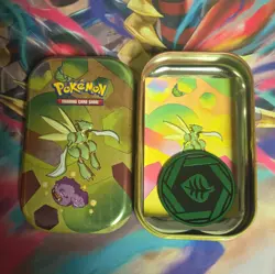 EMPTY Pokemon 151 Scyther Mini Tin w/ Energy Coin & Art Card - NO PACKS - Image 1