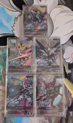 5 Lot Gundam CCG Promo Cards EX Base G Generation Eternal Full Set ENG + Cases - Image 1