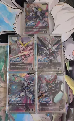 5 Lot Gundam CCG Promo Cards EX Base G Generation Eternal Full Set ENG + Cases - Image 2