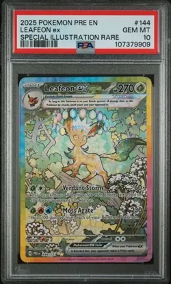 2025 POKEMON PRISMATIC EVOLUTIONS SPECIAL ILLUSTRATION RARE LEAFEON EX PSA 10 - Image 1