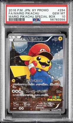 2016 POKEMON JPN XY PROMO #294 FULL ART/MARIO PIKACHU PSA 10 - Image 1