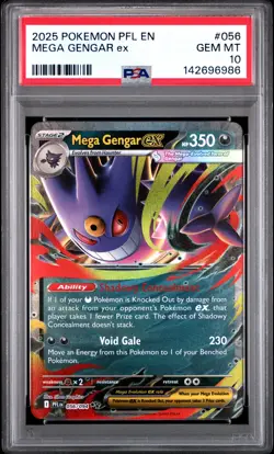 2025 POKEMON PFL EN-PHANTASMAL FLAMES #056 MEGA GENGAR EX PSA 10 - Image 1