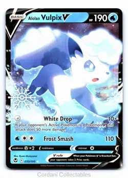 Alolan Vulpix V 033/195 - Silver Tempest - Stamped Holiday Pokemon Card - NM - Image 1