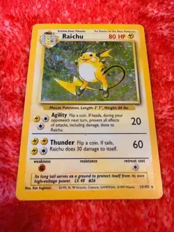 Pokemon TCG Raichu 014/102 Base Set Holo Unlimited - MP Good condition WOTC - Image 2