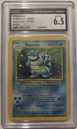 1999 Pokemon Blastoise Base Set Unlimited 2/102 Holo CGC EX/NM6.5 - Image 1