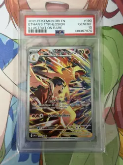 2025 POKEMON DRI EN-DESTINED RIVALS ILLUSTRATION RARE ETHAN'S TYPHLOSION PSA 10 - Image 1