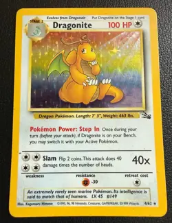 1999 Pokemon Dragonite 4/62 holo, excellent condition (MP) - Image 1