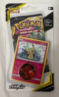 2019 POKEMON SUN & MOON TEAM-UP BOOSTER MIMIKYU SM163 COIN SEALED BLISTER PACK G - Image 1